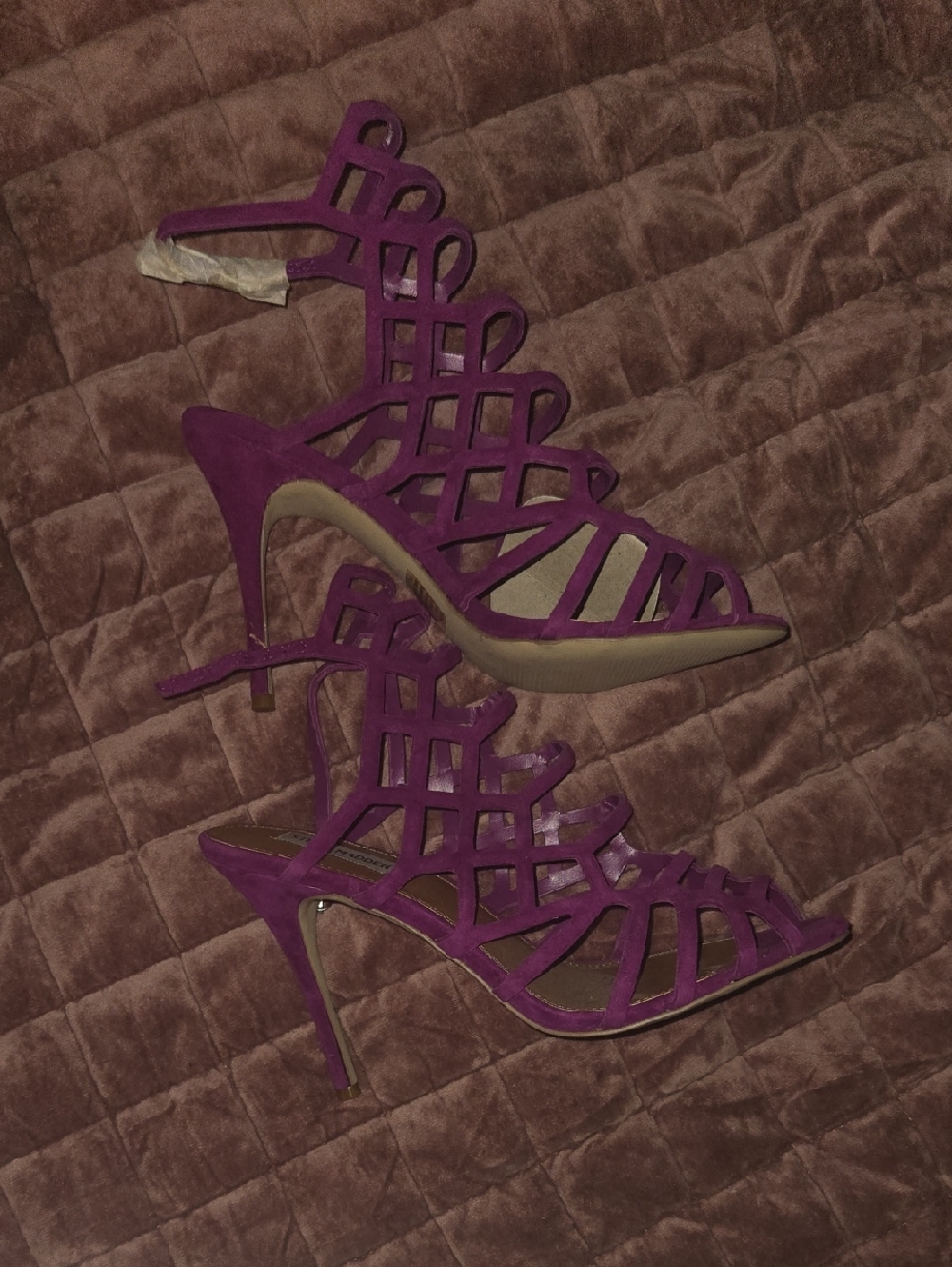 Steve Madden Purple Cage-Strap High Heel Sandals